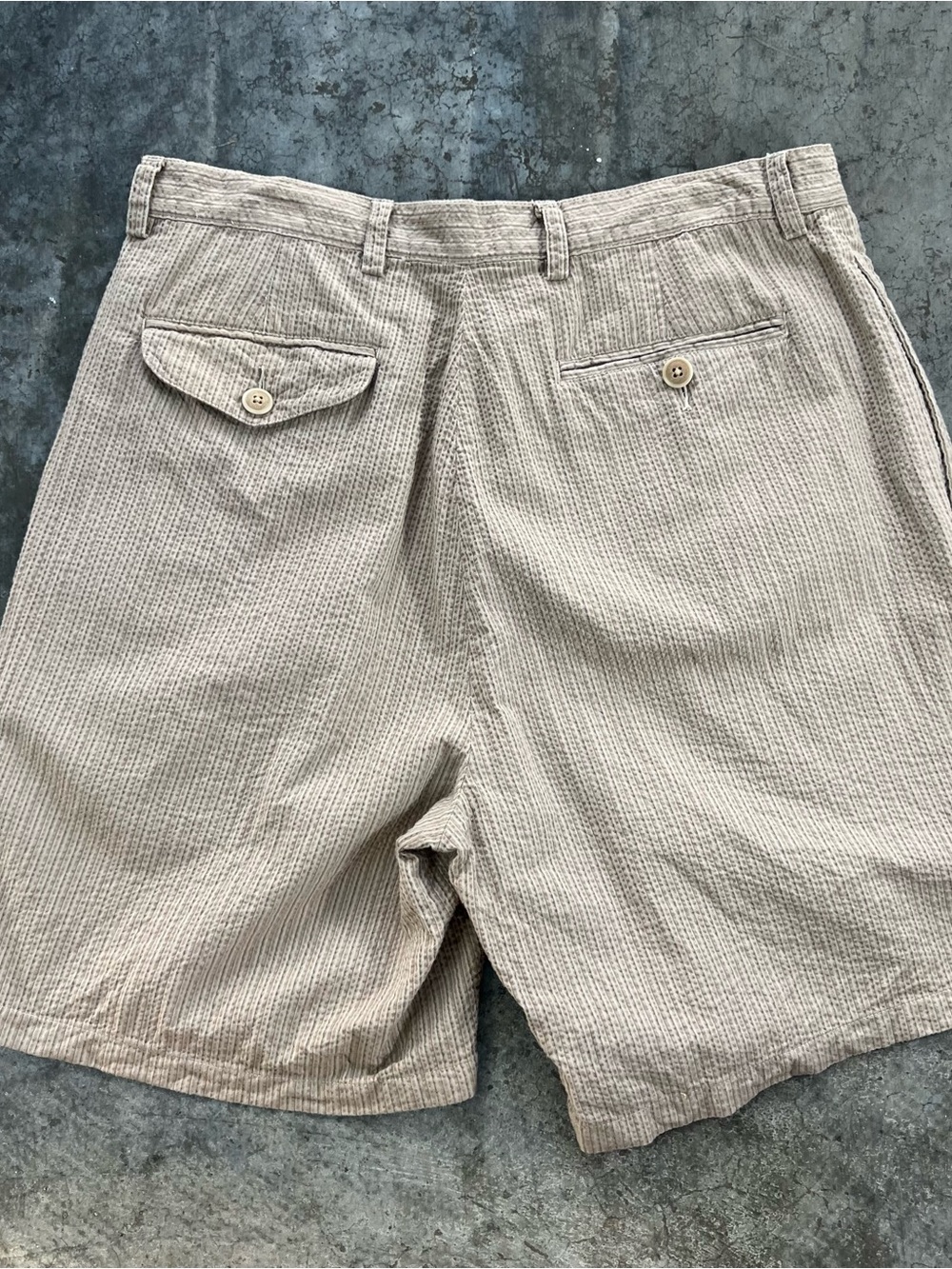 Vintage Nautica Rigger Seersucker Shorts Khaki Beige Pleated Mens 34 - Picture 6 of 12